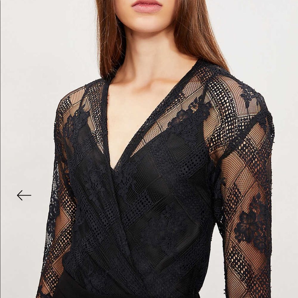 NEW MAJE Lace-panel straight-leg crepe jumpsuit 34 - Picture 2 of 13